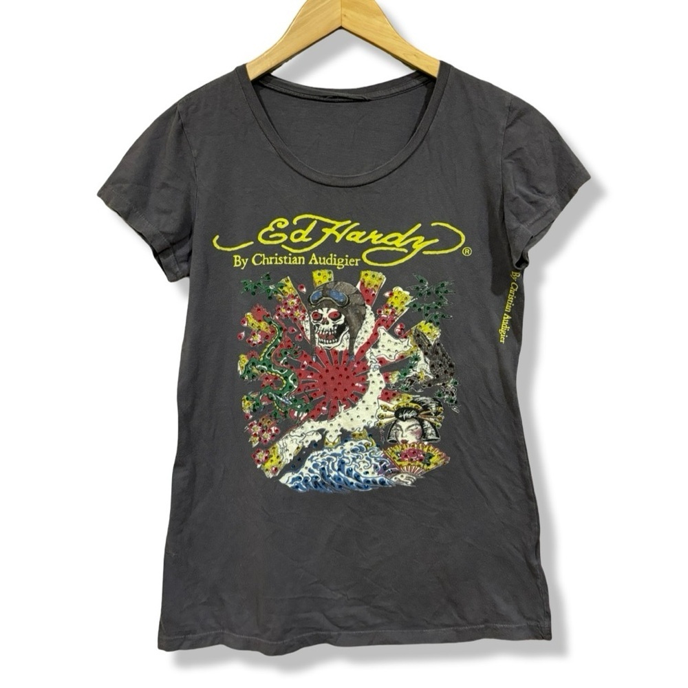 Vintage Y2K Ed Hardy Bedazzled Graphic T-Shirt